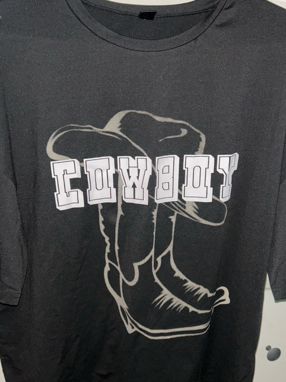 SHEIN Black "Cowboy" Graphic Short Sleeve Tee